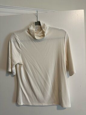 Banana Republic Cream Turtleneck Short-Sleeve Top